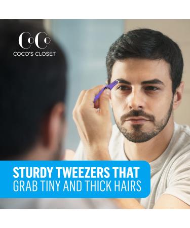 Cocos Precision Eyebrow Tweezers - Medical Grade Stainless Steel, Sharp Slanted Tip, Non-Slip Grip - 1 Pack Purple for Men & Women - Buy Online on GoSupps.com