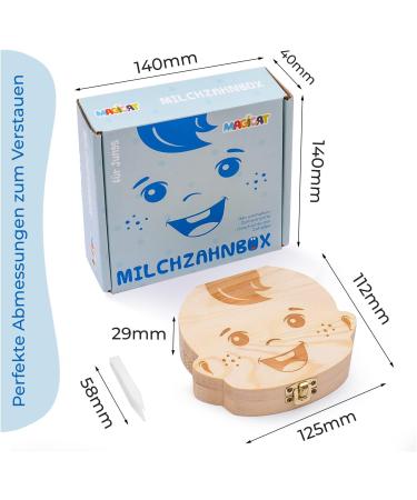Magicat Premium Milk Tooth Jar for Boys - Wooden Keepsake Box for Baby Teeth Storage | Gift for Birthday or Baptism | Includes Tweezers & Tooth Fairy Story - Buy Online on GoSupps.com
