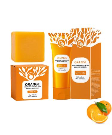 Natural Orange Peeling Gel & Soap Orange Exfoliating Brightening Soap Face and Body Exfoliating ScrubGel Deep Cleansing and Moisturizing