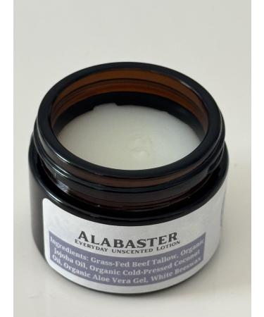 L&S Collective - Alabaster Lotion for Face/Skin Moisturizer w/Grass-Fed Beef Tallow Jojoba Oil Beeswax Coconut Oil and Aloe Vera - Natural Homemade for Dry & Sensitive Skin (Unscented) - 2oz