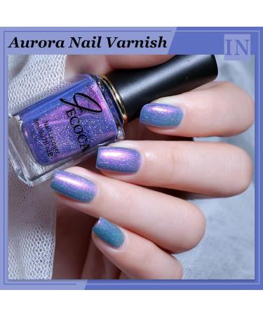 Purple Nail Varnish Chrome Nail Polish Glitter Aurora Gel Nail Varnish Quick Dry Soak Off Nail Art Manicure Pedicure For Professional Drying No UV Needed For Women Party 8ml - Buy Online on GoSupps.com