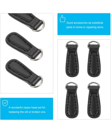 Milist 6Pcs Metal Zipper Sliders - PU Leather Replacement Pull Tabs for DIY Bags Jackets & Luggage - Black - Buy Online on GoSupps.com