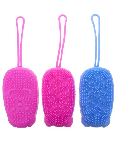 EXCEART Clean Shampoo Silicone Bath Body Brush Exfoliating Body Scrub Brush Shower Cleansing Scrubber Brush Double- Sided Bath Sponge for Women Girls Cleaning Scrubber
