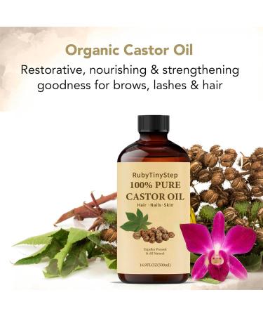 100% Pure Organic Castor Oil - Cold Pressed Unrefined Glass Bottle - 500ml for Skin Hair Eyelashes & Body Care - Hexane Free - Buy Online on GoSupps.com