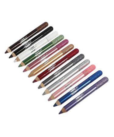PAMINGONO 12pcs Pearlescent Eyeshadow Pencil Waterproof Eyeshadow Glitter Eye Shadows Eye Makeup Crayon Powder