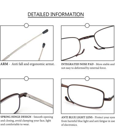 MMOWW Foldable Reading Glasses for Men & Women - Telescopic Anti Blue Light Glasses with Zipper Key Trailer (Brown +2.5) - Buy Online on GoSupps.com