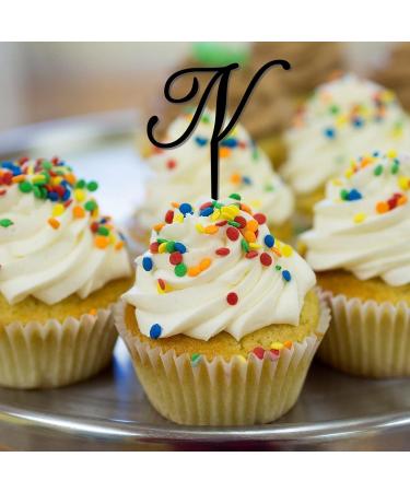 Initial N Cupcake Toppers Wedding Letter Monogram Name Antlers Arrow Flower Rose Romantic For Wedding Engagement Party Decor Reusable Custom Any Initial Wedding Gifts 6PCS Style-13 - Buy Online on GoSupps.com
