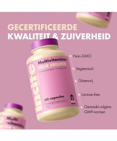 Incite Nutrition Womens Multivitamins 60 Capsules With 22 essential vitamins & minerals + Coenzyme Q10 Support for the immune system energy hormonal balance Suitable for vegetarians - Buy Online on GoSupps.com