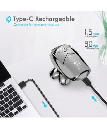 Kibiy 5-in-1 Electric Razor for Men - Cordless Bald Head Shaver, Waterproof Grooming Kit with Beard Clippers & LED (Silver) - Buy Online on GoSupps.com