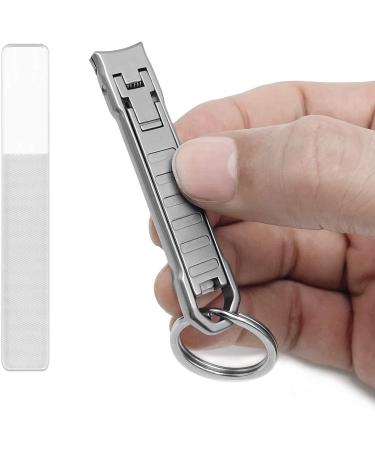 XGIZMOO Nail Clippers with Glass Nail File - Portable Folding Mini Cutter for Natural Nails | Curved Trimmer with Keychain | Wide Jaw Design | X021DB-S - Buy Online on GoSupps.com