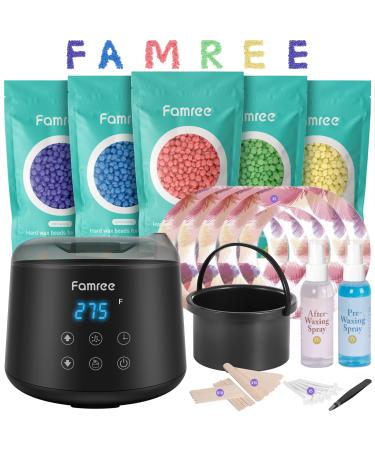 Famree Waxing Kit-Professional Wax Warmer for Hair Removal,Non-Stick Wax Pot Wax Heater Hair Removal Kit with LED Disply/Touch Screen for Sensitive Skin&All Hair Types 17.6 Ounce