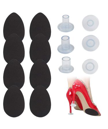WINCHERRIA High Heel Protectors Set Include 3 Pairs Clear Heel Caps for High Heels 4 Pairs Non-Slip Shoe Pads for Bottom of Shoes Non-Slip Shoes Pads Adhesive Shoe Sole Protectors
