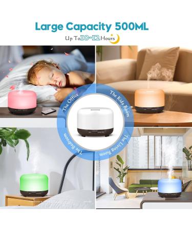 LONID 500ml Wood Grain Essential Oil Diffuser for Large Room Home Aromatherapy - Cool Mist, Black Wood Grain with Oil - Buy Online on GoSupps.com
