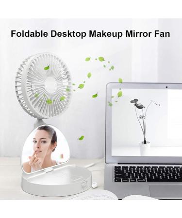 USB Mini Foldable Desktop Rotary Adjustable Angle Makeup Mirror Air Cooling Fan - Pink - Buy Online on GoSupps.com