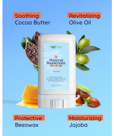 Natural Sunscreen Stick SPF 30 | Broad Spectrum Mineral Sunblock for Face & Sensitive Skin | Zinc Oxide 18% | Travel Size - Buy Online on GoSupps.com