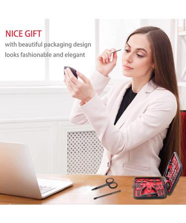 Premium Stainless Steel Manicure Set for Men and Women - 18Pc with Leather Travel Case (Black) - Buy Online on GoSupps.com