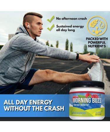 Morning Buzz Energy Drink Powder - Blue Raspberry, 8oz (30 Servings) | Sports Nutrition Energy Drink Mix - Buy Online on GoSupps.com