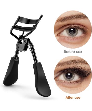 Sibba Professional Eyelash Curler with 10 Extra Silicone Pads - No Pull & Suitable for All Eye Shapes - Glossy Black - Buy Online on GoSupps.com