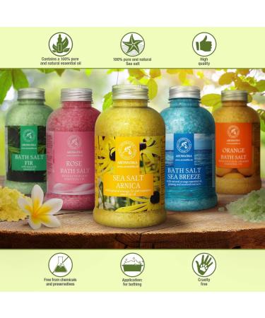 Arnica Bath Salts 21.16 Oz with Rosemary Orange & Fir Oils - 100% Natural Sea Salt - Relaxing Body Care for Good Sleep and Beauty - Buy Online on GoSupps.com