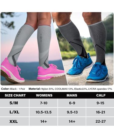 Medical Compression Socks 20-30 mmHg | Seamless Wicking | Small-Medium Black | Nurse Pregnancy Travel | 1 Pair - Buy Online on GoSupps.com