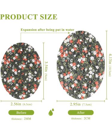 3-Pack Cleaning Kitchen Sponges Oval Pretty Flowers on Dark Kitchen Cellulose Dishwashing Wood Pulp Cotton - Buy Online on GoSupps.com