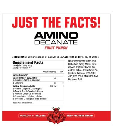 MuscleMeds Amino DECANATE Fruit Punch - Full Spectrum Amino Acid Complex for Muscle Recovery - 30 Servings - Buy Online on GoSupps.com
