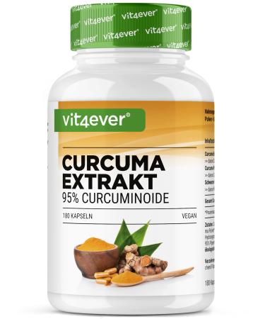 VitaminVersand24 DE Curcuma extract 180 capsules Highly dosed with 500 mg curcumin per daily portion With 90 curcumin content Without unwanted additives vegan 98 Curcuminoid