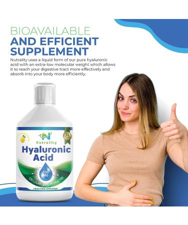 Nutrality Liquid Hyaluronic Acid 100mg Supplement with Vitamin C - Vegan Friendly for Advanced Joint Support - Buy Online on GoSupps.com