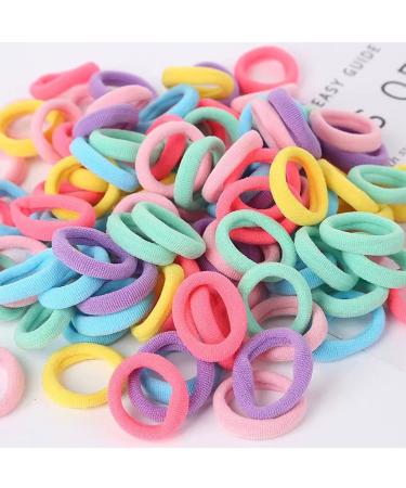 AHENOD 100PCS Small Hair Ties  Seamless Elastic Ponytail Holders  Baby Elastics Hair Bands  Cotton Toddler Hair Ties for Girls and Kids (Multicolor)