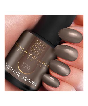SHAYENNE Made in Germany Shellac Gel Nail Polish 15 ml for UV LED Lamp | 174 Vintage Brown | Gel Nail Polish for UV Nail Lamp | LED Nail Polish Gel Polish Nail Gel