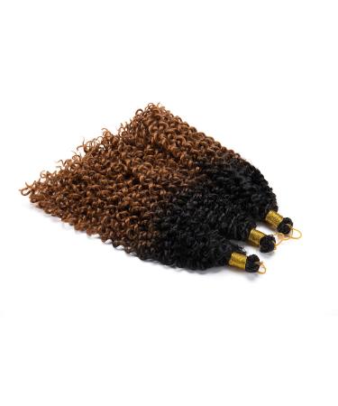 Buy 3 Bundle 35cm Water Corrugated Crochet Hair Extensions - Ombre Deep Curly Braids in Dark Black to Red-Brown - Buy Online on GoSupps.com