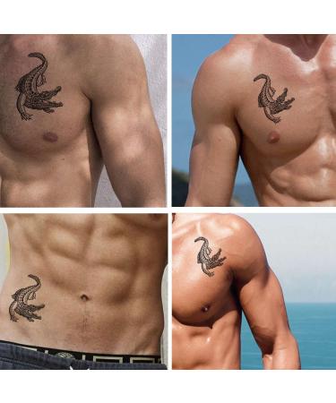Dopetattoo Six Sheets Temporary Tattoos: Caiman Crocodiles, Tribal Ornaments for Men and Women - Neck, Arm, Chest - Buy Online on GoSupps.com