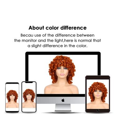 Tereshar Short Curly Wig for Black Women with Bangs - Ginger Orange - Buy Online on GoSupps.com