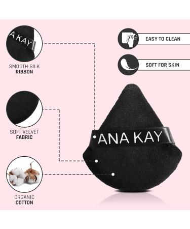 ANA KAY Premium Makeup Powder Puff Set - 6 Pack Black Triangle Puffs for Setting & Foundation Makeup - Buy Online on GoSupps.com