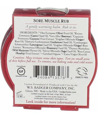 Badger Sore Muscle Rub 2oz - Soothing Muscle Relief in a Convenient Tin - Buy Online on GoSupps.com