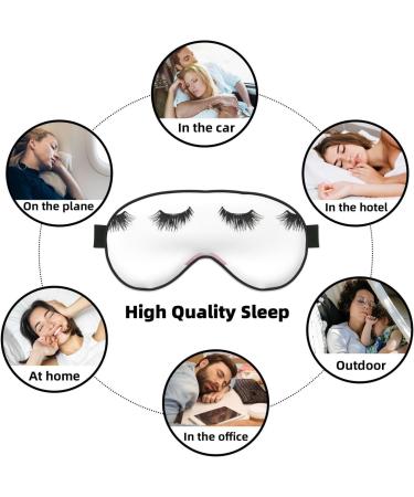 Unisex Eyelash Lip White Print Sleep Eye Mask - Soft Comfort Travel & Yoga Eye Shade Cover - Black - Buy Online on GoSupps.com