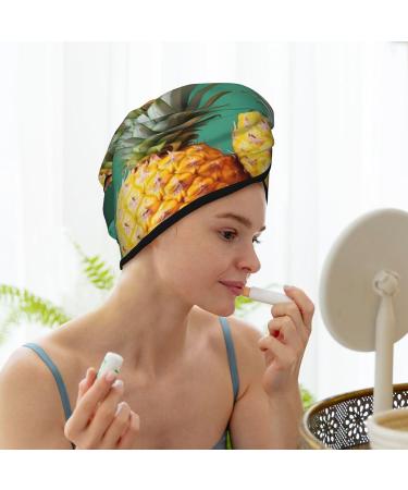 Banana Strawberry Pineapple Print Dry Hair Cap for Women Coral Velvet Hair Towel Wrap Absorbent Hair Drying Towel with Button Quick Dry Hair Turban for Travel Shower Gym Salons - Buy Online on GoSupps.com