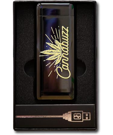 AVECMOI Electric Lighter - Flameless Rechargeable USB Type-C cable included - Charge level indicator LED - Mechanical closing cover with smart activation for added protection (Black Metallic Cana-logo) - Buy Online on GoSupps.com
