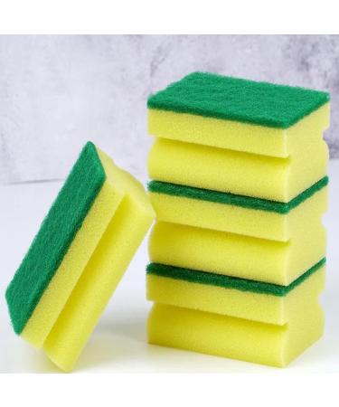 I-Shaped 100 Cleaner Brush Dish Sponge Block Kitchen Housework Cleaning dishwashing Sponge Wipe 5 Pieces 2325 - Green + Yellow (10*7*4.5cm)
