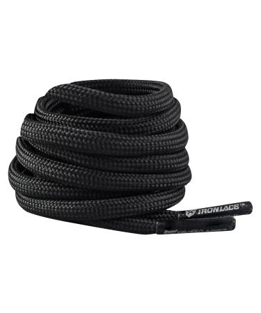 IRONLACE - Paracord 550 Laces Type III, Heavy-Duty, Universal Boot & Shoe Laces 63-Inch Midnight Black