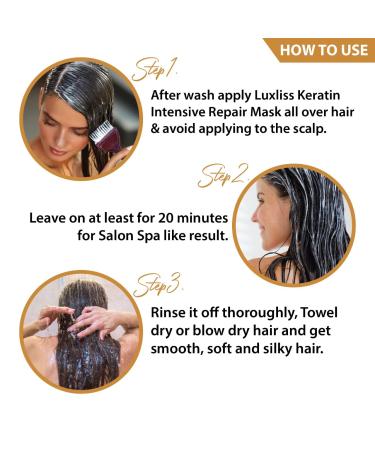 Luxliss Keratin Intensive Repair Therapy Hair Mask for Dry, Damaged Hair & Scalp - Buy Online on GoSupps.com