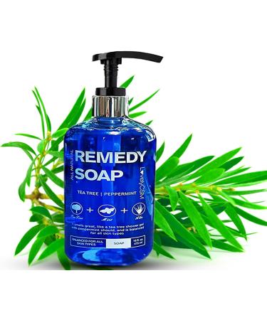 Tea Tree Oil Men & Women Shower Gel Soap 100% Natural (16 oz .) to Eliminate Body Odor  Jock Itch  Helps Ringworm  Yeast Infection  Skin Irritation For acne (blue1)