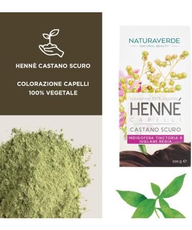 Naturaverde | Henna - Dark Brown Color Hair Color Dyed Ammonia Free Hair Hair Dye 100% Vegetable 100g Professional Hair Dye Tube - Buy Online on GoSupps.com