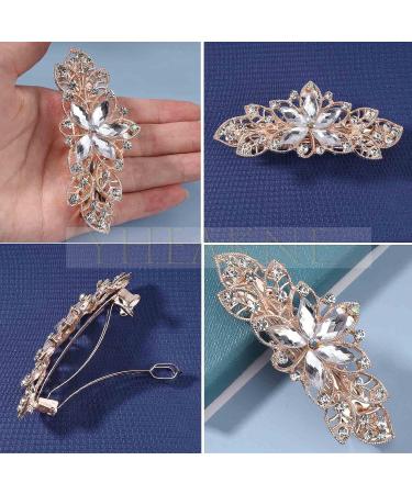 Yheakne Crystal Wedding Hair Clip Barrette - Gold Rhinestone Bridal Headpiece for Women and Girls - Buy Online on GoSupps.com