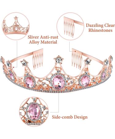 Rose Gold Tiara Crown Headband for Girls - Perfect for Parties, Dances, Weddings - 1 Pack - Buy Online on GoSupps.com