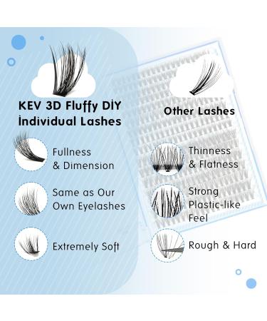 KevKev 3D Fluffy Cluster Lashes 320 Pcs DIY Extensions - 30+50D Mixed Eyelash Clusters - Thin Band & Soft - D-8-16mix - Buy Online on GoSupps.com