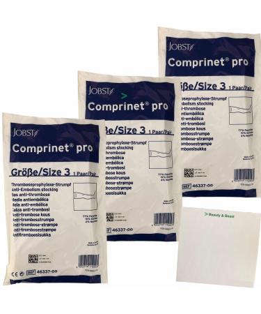 Comprinet Pro Anti-Thrombosis Compression Stockings Thigh-Length Pack of 3 Size 3 (3x1 Pair) + usy Block