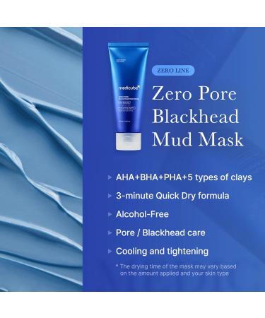 Medicube Zero Pore Blackhead Mud Facial Mask - Skin Cooling & Pore Tightening - 3 Minute Quick Dry Formula with AHA BHA PHA and Pore-Purifying Clay - Korean Mud Mask 3.52 oz - Buy Online on GoSupps.com