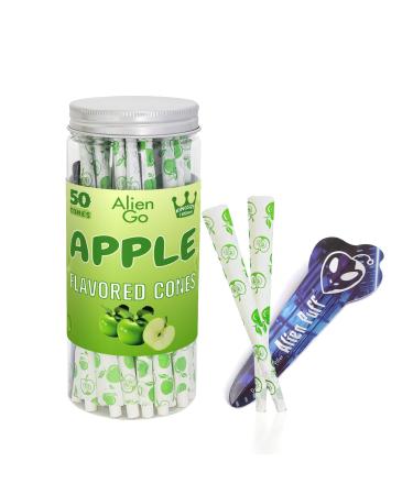 Flavored Pre Rolled Cones | 50 Packs Cones with Tip | KingSizeSlim Cones | 110mm Fruity Papers | 7 Scents Rolling Paper Tobacco Tools Suitable For Travel Home Sharing Gifts. green apple