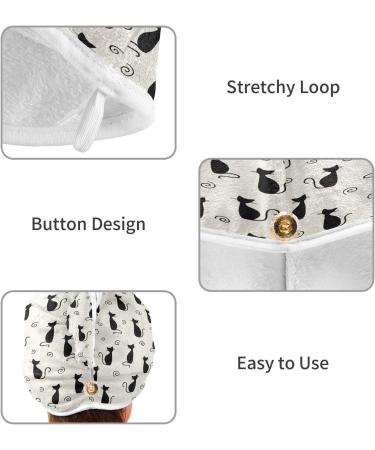 Shop Black Cat Dry Hair Cap - Quick Drying Towel Set with Button Headband | Super Absorbent & Comfortable for All Hair Types - Buy Online on GoSupps.com